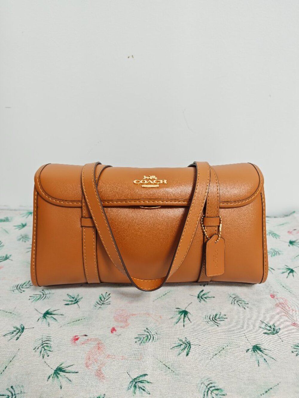Brown Coach Barrel Leather Shoulder Bag